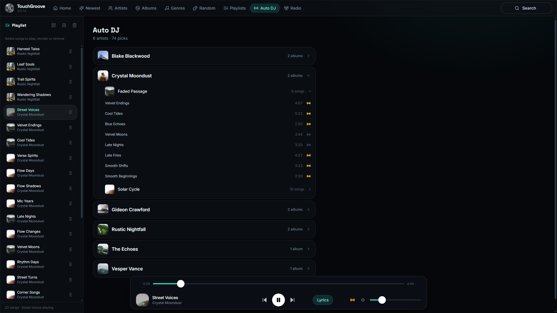 Auto DJ view