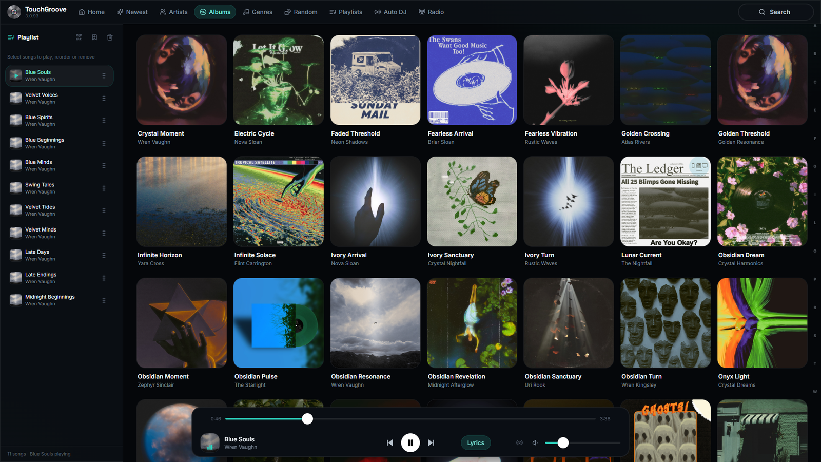 TouchGroove album browsing on a touchscreen jukebox