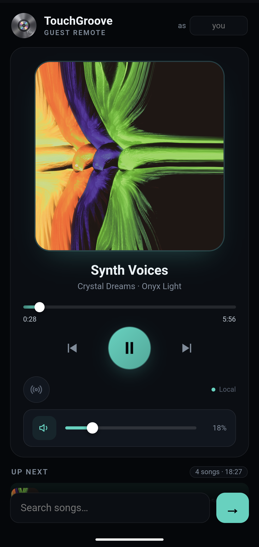 TouchGroove guest phone remote